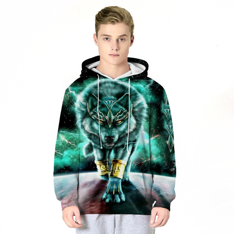 2022 Cross Border Casual Sweater Animal Wolf 3D Print Couple Hooded Sweater Lightweight Breathable Hooded Sweatshirt