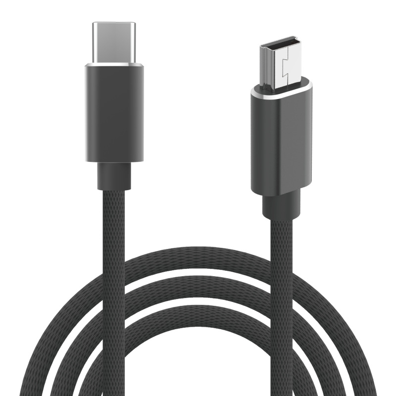 type-c to mini charging data cable 5p cloth pattern woven USB to MINI revolution wiring hard disk camera MP4