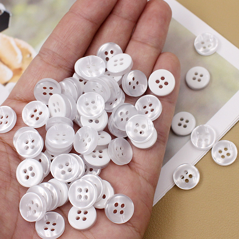 Shirt buttons white pearlescent round men and women versatile tops…