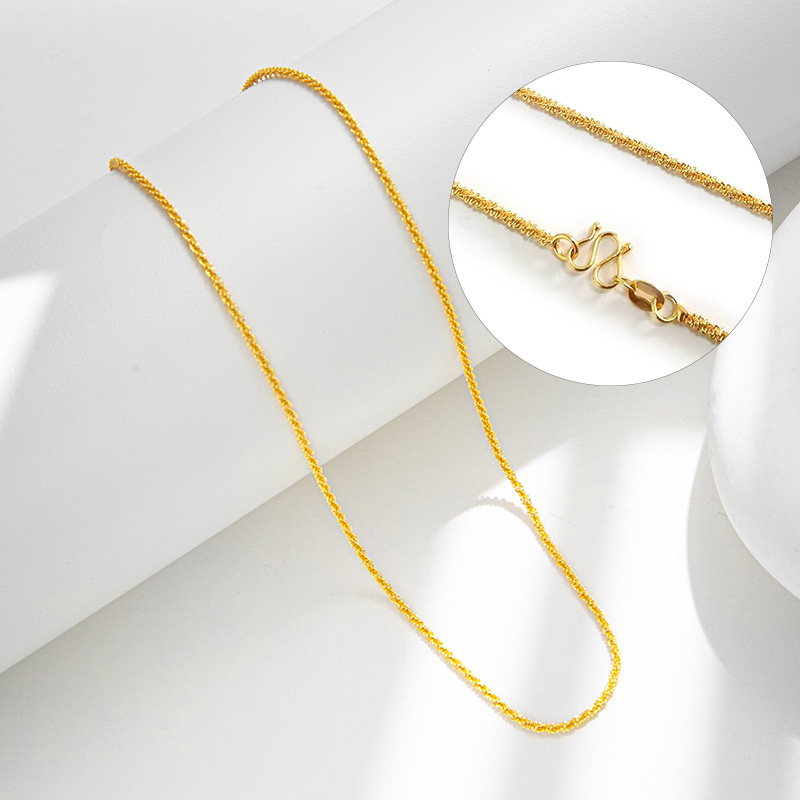 Copper plated genuine gold M button caterpillar Fried Dough Twists necklace women's clavicle element chain DIY versatile_voghion.com