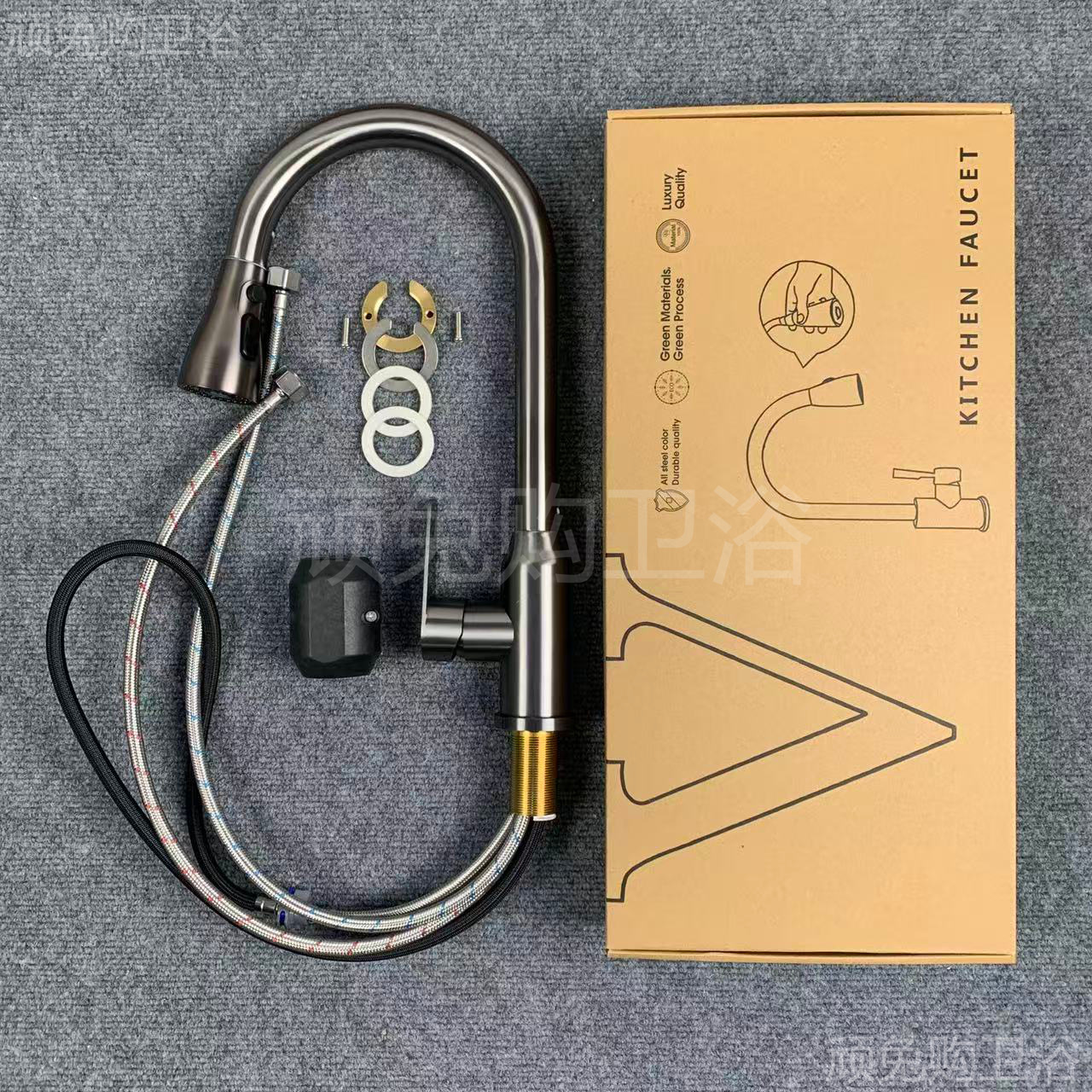 Tira transfronteriza, gran grifo de curva, agua fría y caliente de acero inoxidable, lavabo de cocina, lavabo, balcón, lavabo, piscina de lavandería, dos o tres bloques image 12