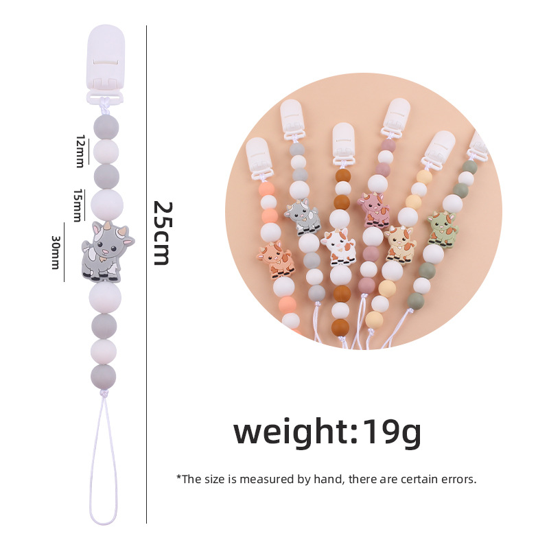 Nuevo bebé suministros chupete cadena creativa de dibujos animados Cordero silicona bebé mordedura cadena anti-gota molar