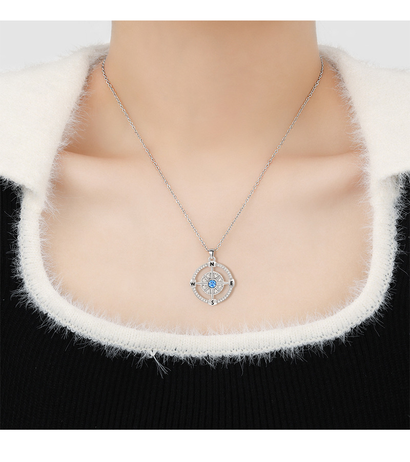 Collana minimalista hip hop, collana con bussola scavata, famosa su Internet, di fascia alta, stellata_voghion.com