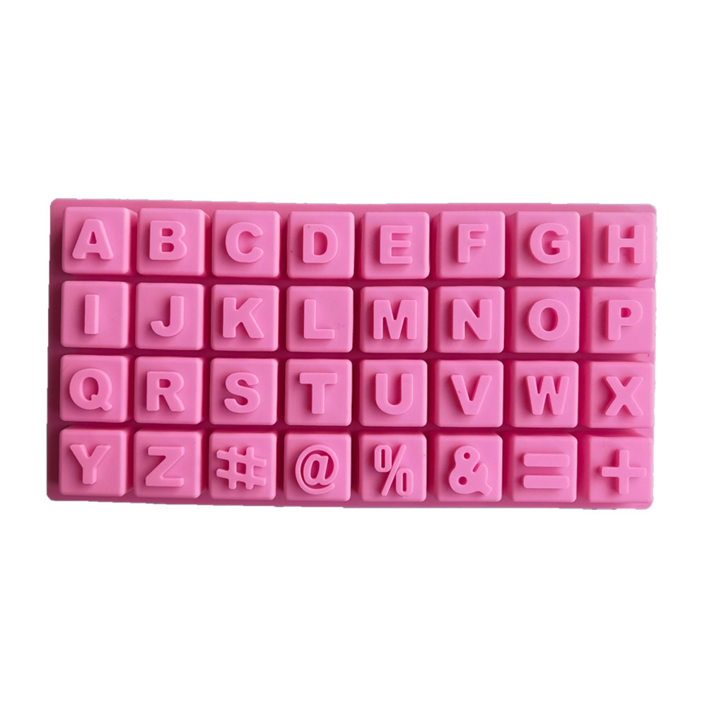 Gran alfabeto inglés 62 molde de silicona pastel helado pudín molde de postre jabón utensilios