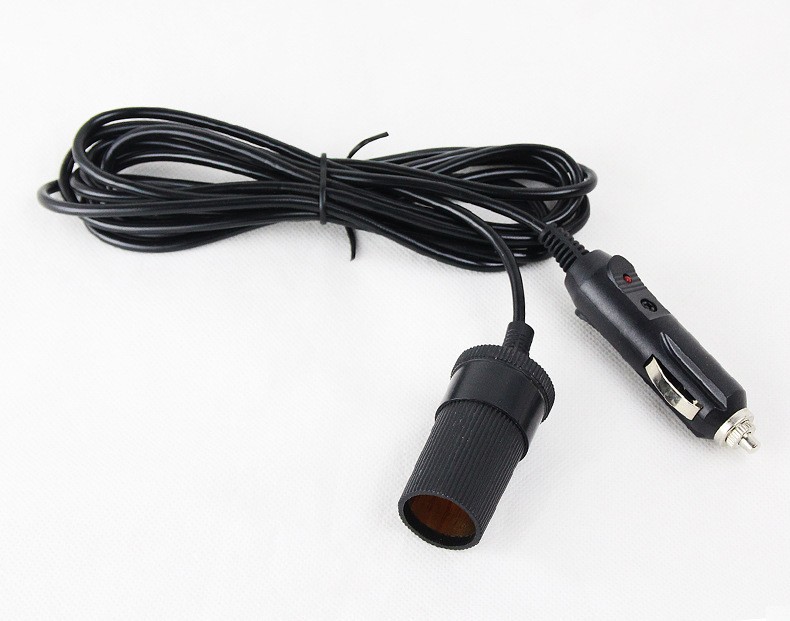 Car Electrical Appliance Cigarette Lighter Extension Cord Car Power Cord Cigarette Lighter with Male and Female Connectors 2.5m 12/24V
