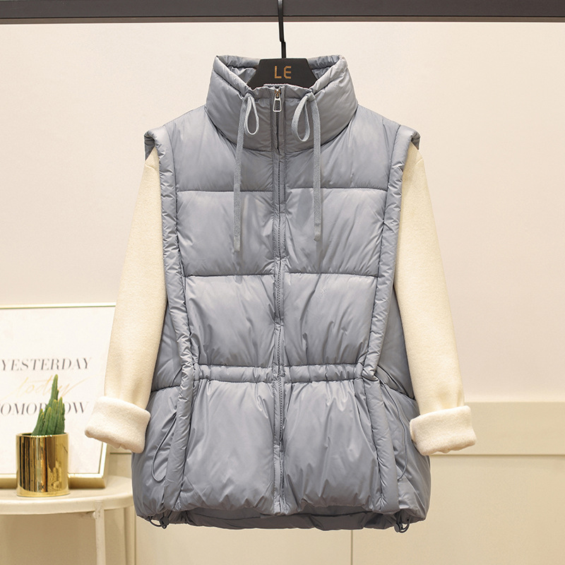 2025 nuevo chaleco de algodón ligero de lujo simple de moda corto de cuello grueso chaqueta de hombro suelta