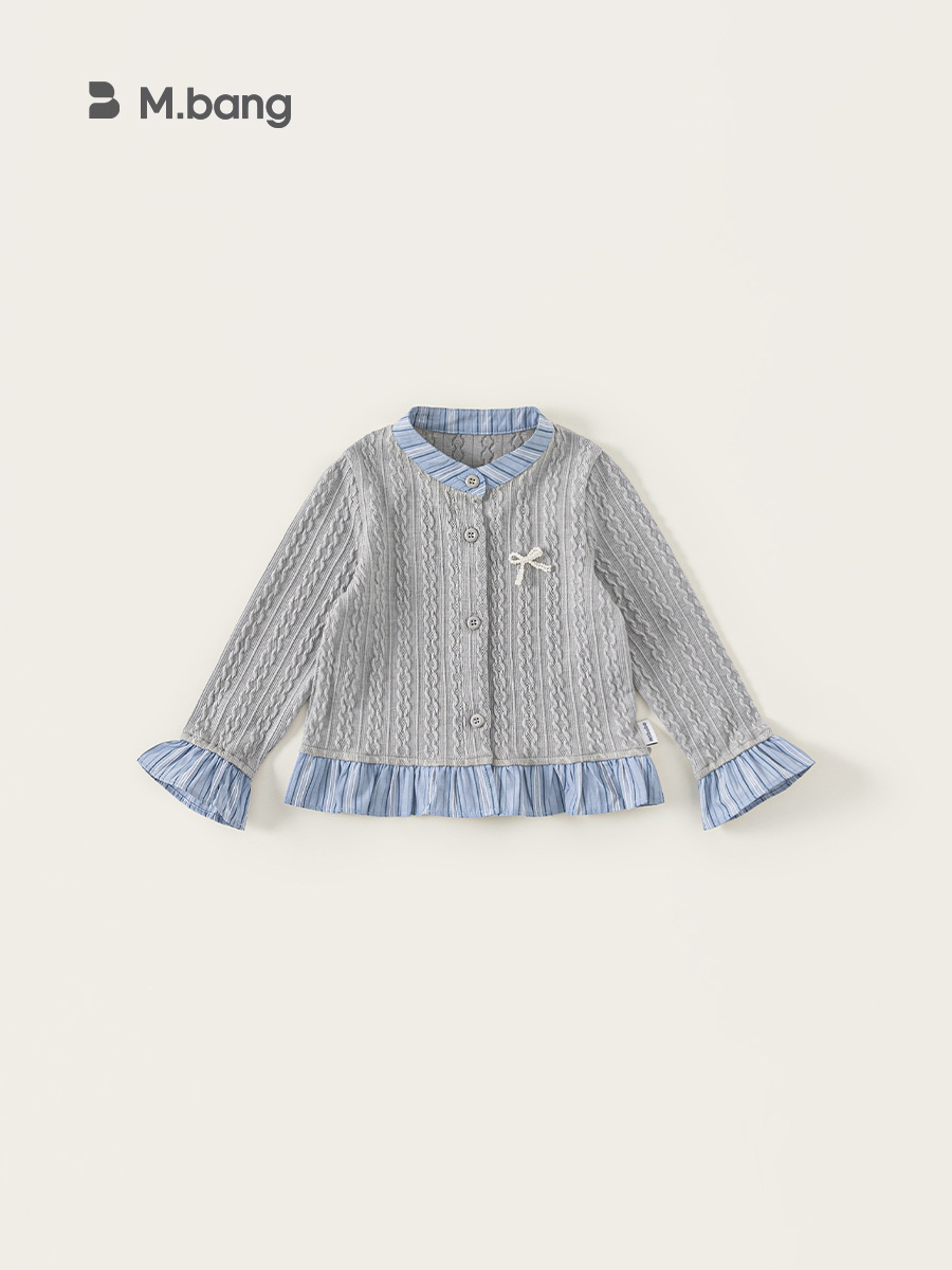 Youbao ropa para niños chaqueta de otoño para niños nuevo estilo estilo occidental ropa para niñas blusa de encaje a rayas con lazo para niñas