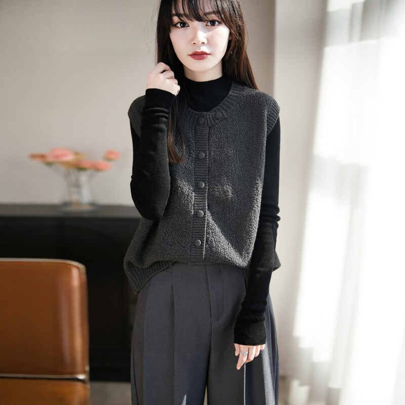Knitted cardigan vest for women, spring and autumn 2026 new style, elegant and stylish top, vest jacket Knitted cardigan vest for women, spring and autumn 2026 new style, elegant and stylish top, vest jacket