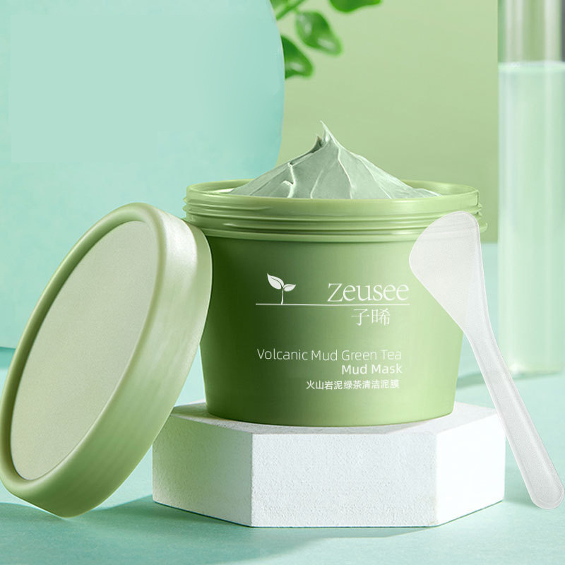 Volcanic Mud Green Tea Cleaning Mask Cleaning Smear Mask Mud Mask Non-tearing Men and Women Available Factory Spot