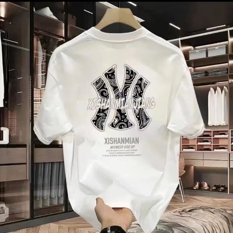 Add fat plus size 320g heavy cotton new short sleeve T-shirt loose fat fat man summer breathable round neck shirt