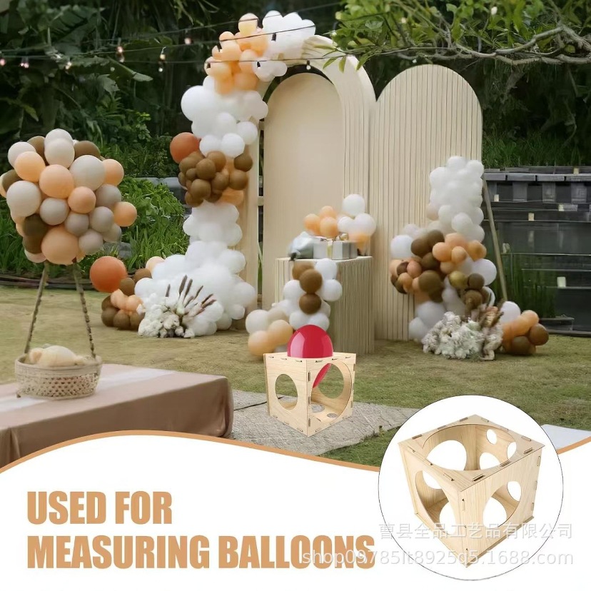 Caja de medición de bolas desmontable de madera Dispositivo de medición de bolas de madera Fiesta de fiesta Globo de medición Decoración de globos Accesorios de caja de madera
