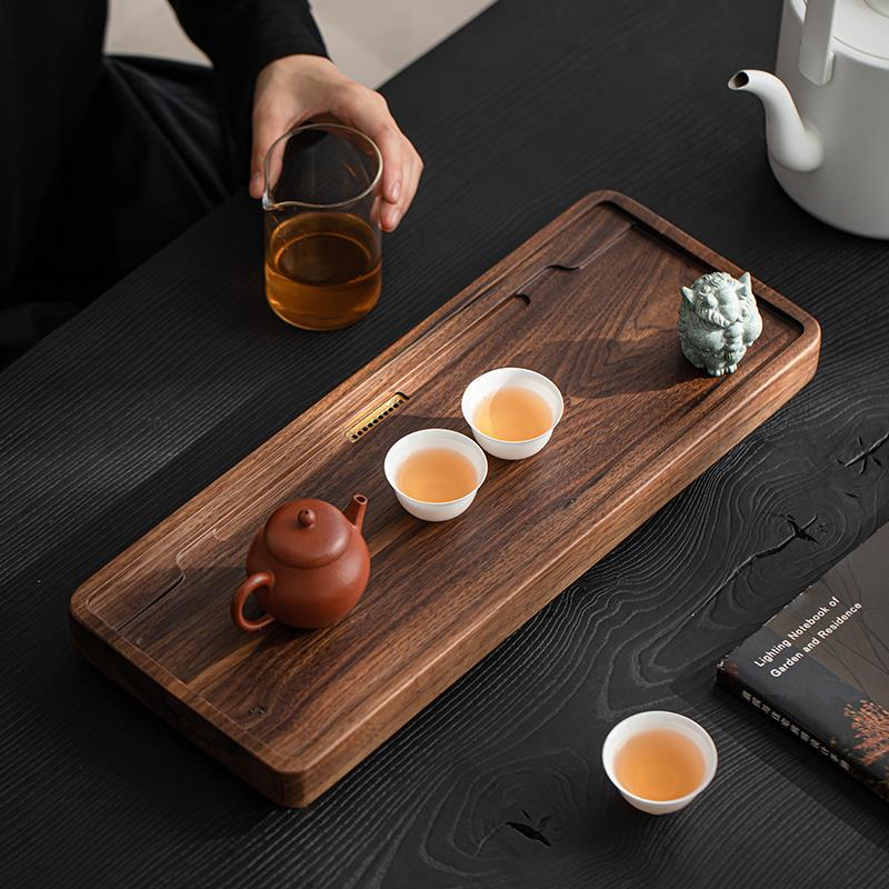 Toda la mesa de té de madera maciza de nogal negro norteamericano bandeja de té de drenaje japonés hogar Luz de lujo té de alta gama mar simple