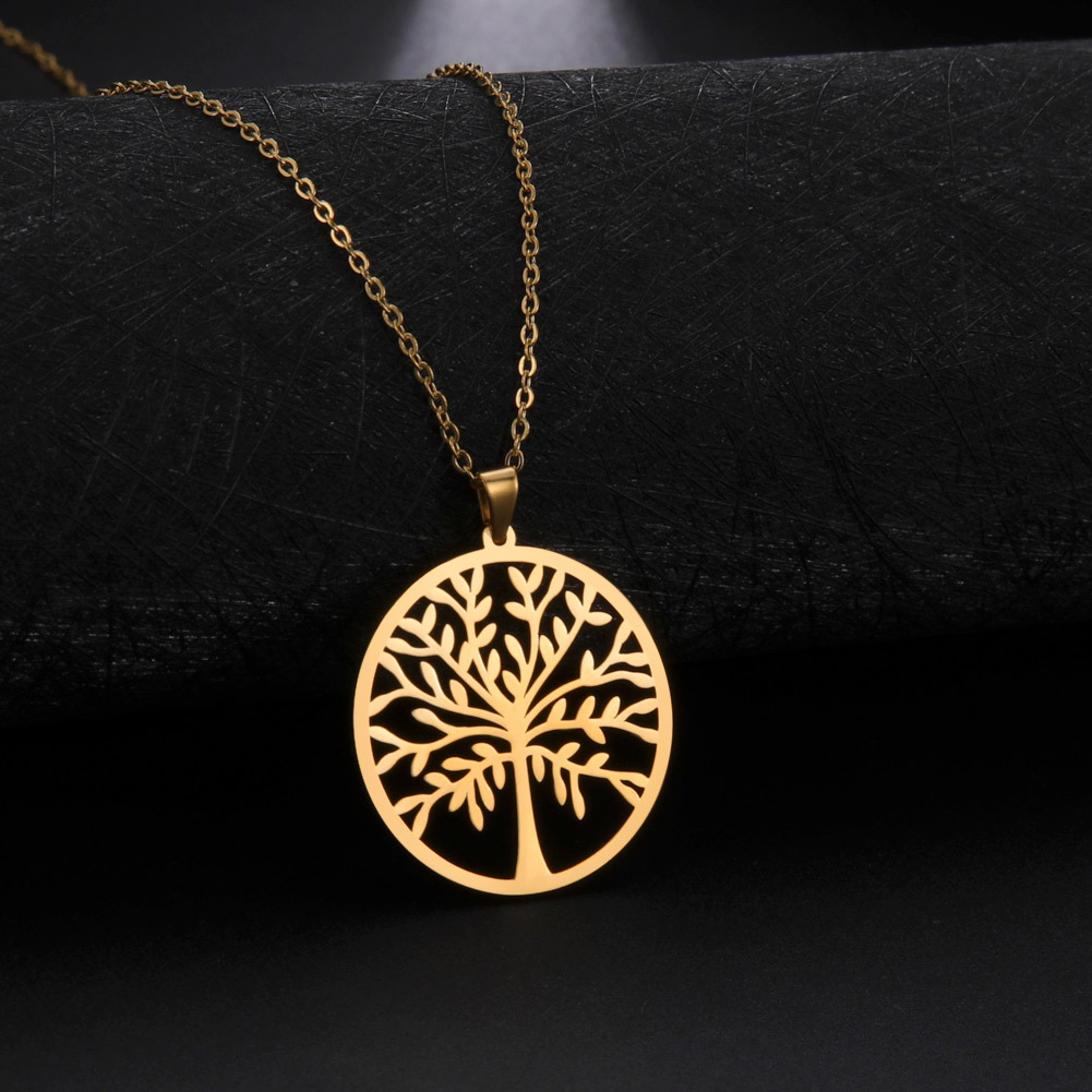 Pendentif arbre de vie collier acier inoxydable bijoux_voghion.com