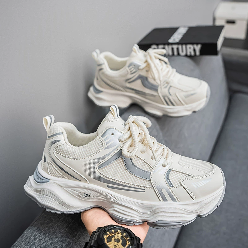 Augusten мужская обувь 2025 новая сетчатая спортивная обувь молодежная дышащая обувь папы с толстой подошвой мужская обувь