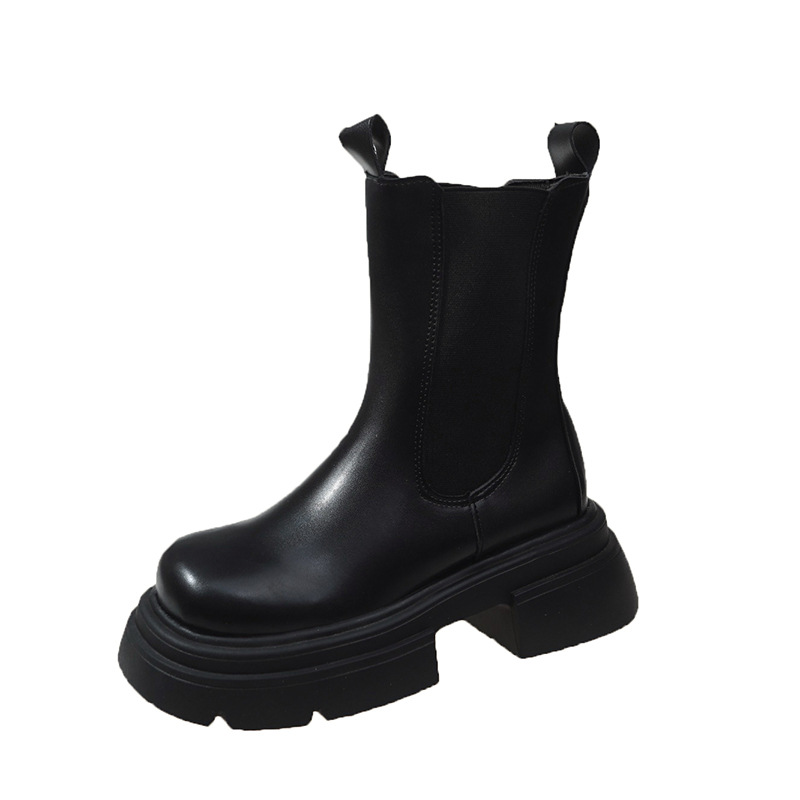 Women's Fleece-lined Platform Martin Boots Mid-calf Style_voghion.com