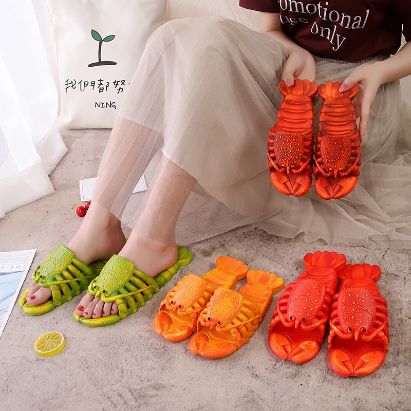 Creative Crayfish Slippers Men's Summer New Funny Cute Children's Indoor Slippers Outer Wear Beach Couples Slippers