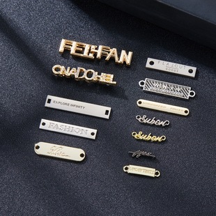 Clothing Metal Sign Custom Logo Iron Plate Nameplate Round Metal Rectangular Small Tag Hand-Sewn Luggage Logo