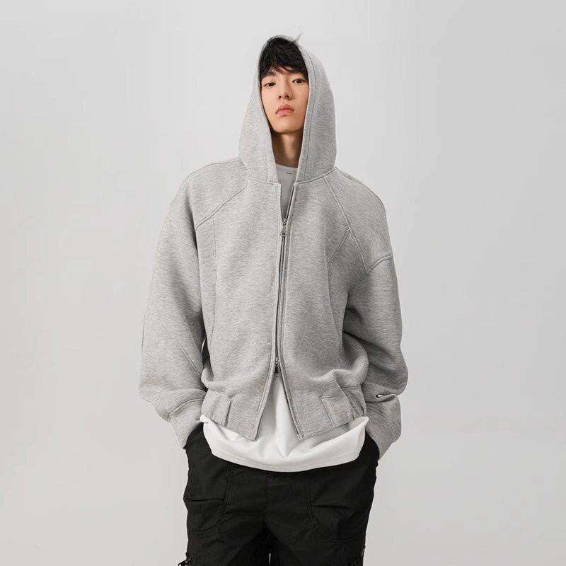 460g cleanfit American heavy weight short hooded double zipper cardigan vests men's winter fashion brand coat clothes