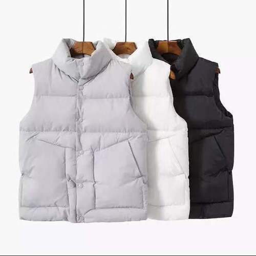 Short women's winter autumn Korean style coat oversized stand-up collar lapel jacket vest sleeveless backless cotton coat cotton clothing