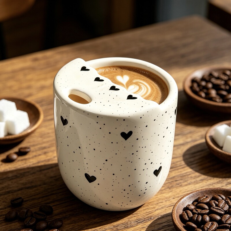 Latte Art Cup, Hand-Painted Underglaze Travel Mug, Ceramic Double-Use Cup, Office Coffee Cup, Afternoon Tea Cup Latte Art Cup, Hand-Painted Underglaze Travel Mug, Ceramic Double-Use Cup, Office Coffee Cup, Afternoon Tea Cup