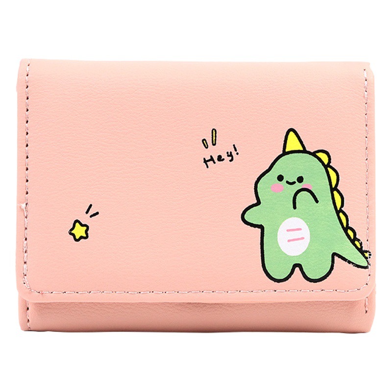 Estilo coreano pequeña cartera de las mujeres Tri-fold corto impreso lindo estudiante simple multi-tarjeta monedero de dibujos animados billetera de las mujeres