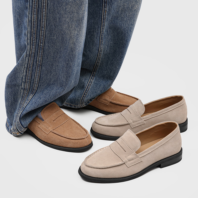 Kişi üçün süet loafer ayaqqabı, yay modeli
