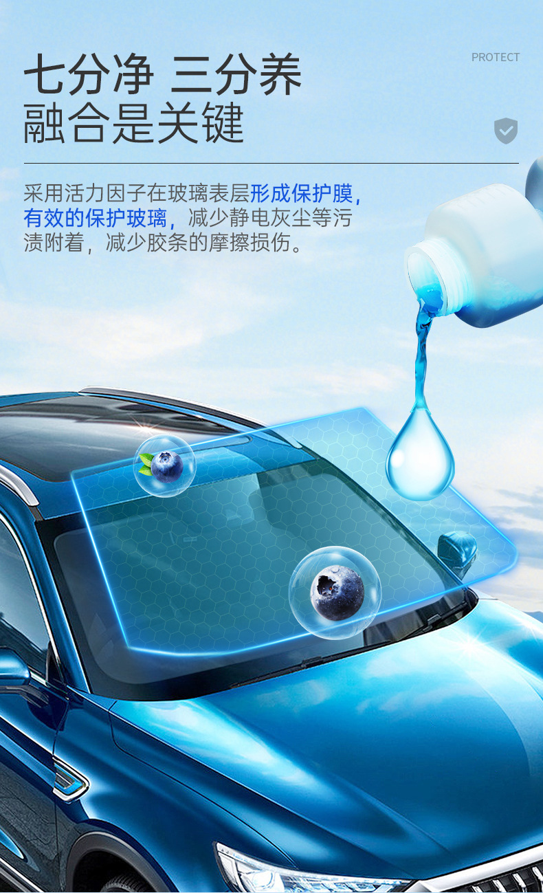Goodway Blueberry Clean Wiper Fluid Concentrated Glass Cleaner for Cars, All-Season Universal Wiper Fluid Wholesale, Oil Remover