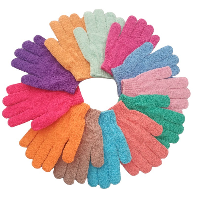 Guantes coreanos para fregar el baño con cinco dedos, guantes exfoliantes de nailon a la moda para el hogar, artefacto para fregar guantes de baño