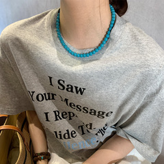 轻奢高级感天然绿松石串珠项链女款小众设计感叠戴锁骨链颈链配饰