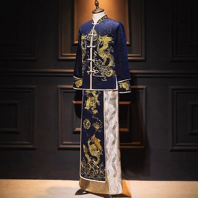 blue Xiu clothing Groom marry 2021 new pattern Chinese style marry ancient costume Next of kin Ceremony Toast man