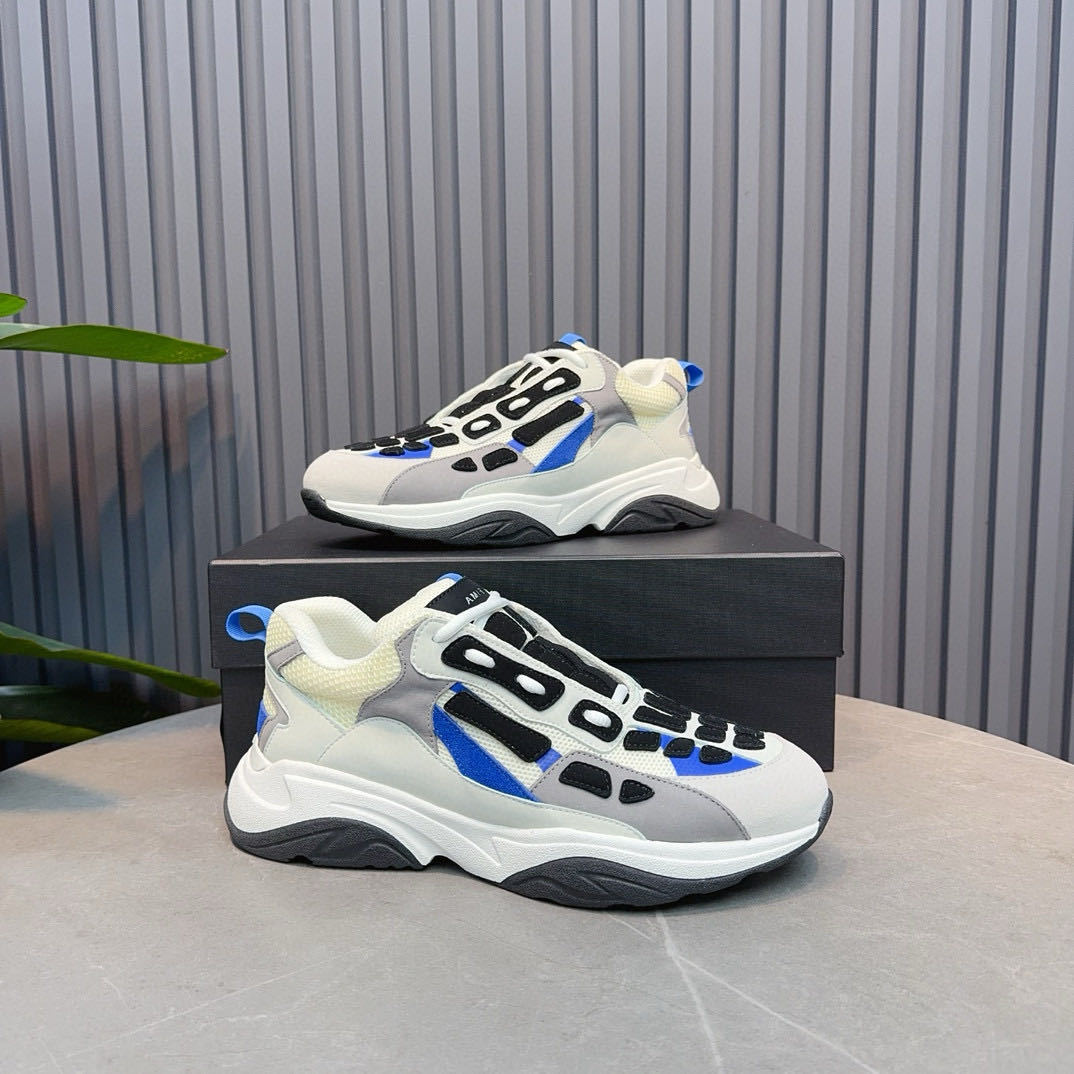 thumbnail for European Station Fashion Brand Skeletal Mesh Stitching Genuine Leather Men&#039s Torre Shoes Thick Sole Increased sneaker Casual Running Men