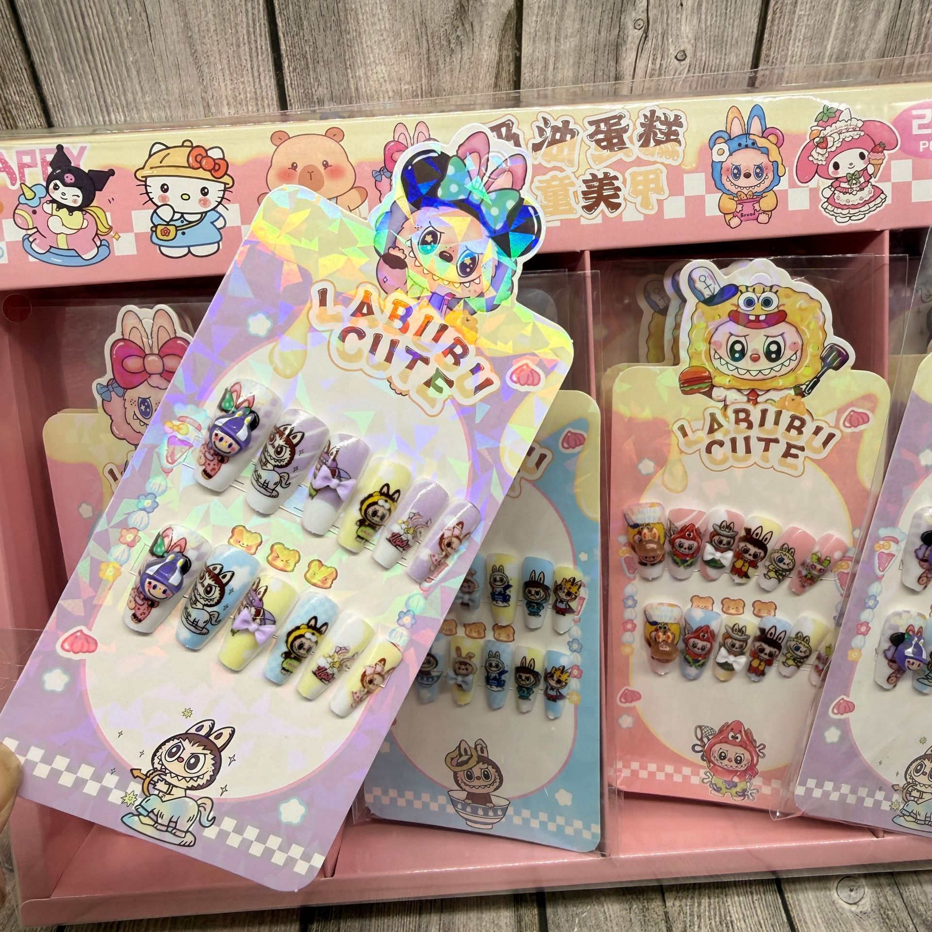 Pieza de belleza de uñas parche de uñas falso con pegamento calcomanías de uñas desgarrable Estudiante Adulto esmalte de uñas