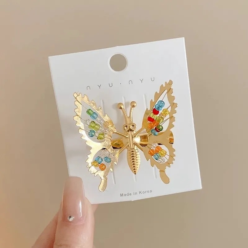 【金镶珠】合金蝴蝶发夹