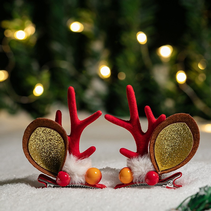 Adorable cabello de Navidad corno de ciervo cinco estrellas cabeza de banda de cabello de Navidad para niños corpos de cabello de decoración accesorios clipes de cabello