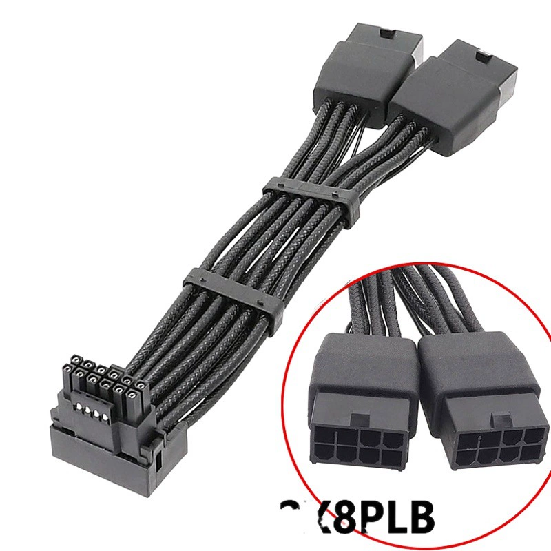 Линия с тиснением 16AWG 2x8pin 8PIN на 16Pin 12VHPWR разъем 90 градусов колено новая линия видеокарты