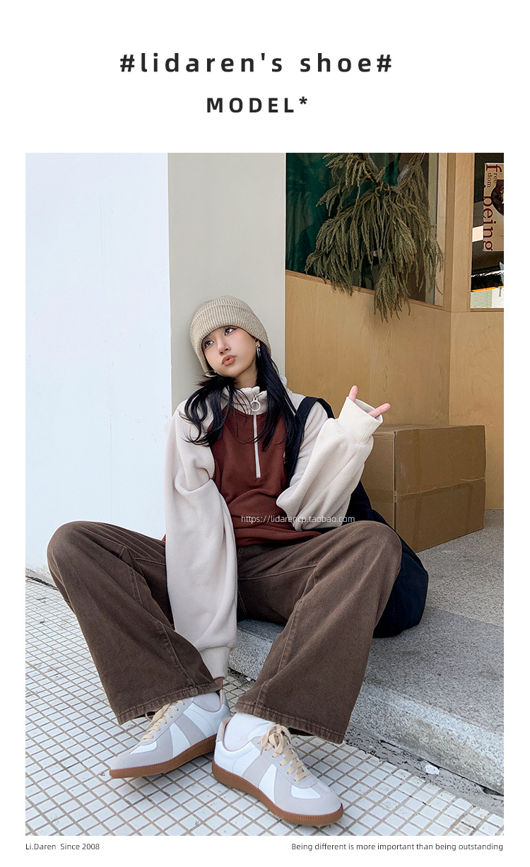 Versión de cuero de vaca ~ primavera y otoño zapatos de entrenamiento de cuero de mujer retro aumento de altura interior zapatos blancos pequeños zapatos deportivos casuales