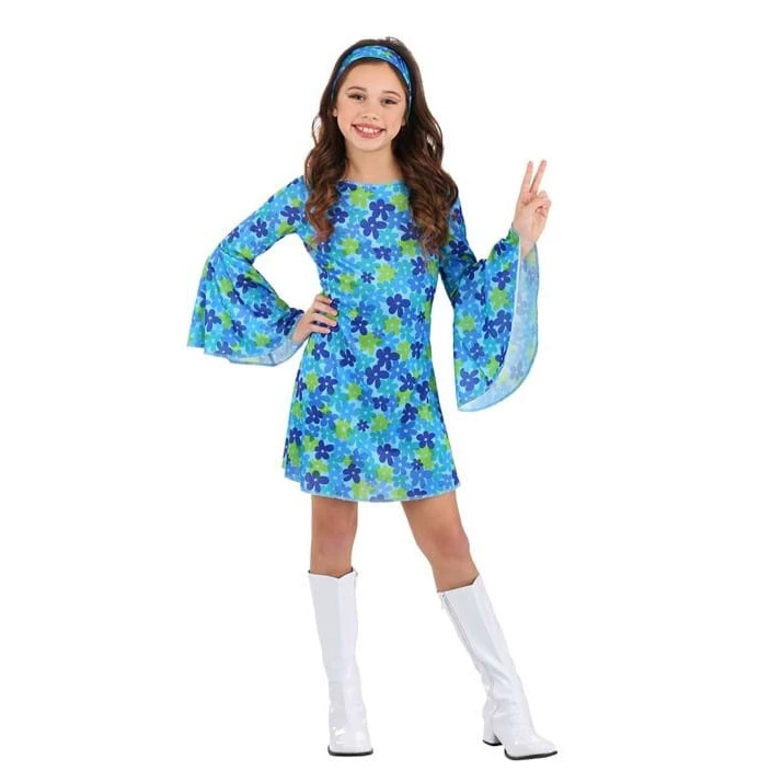 2026 Cross-Border New Model Halloween European and American Girls' Retro 70S Disco Costume Printed Dress Cos 2026 Cross-Border New Model Halloween European and American Girls' Retro 70S Disco Costume Printed Dress Cos