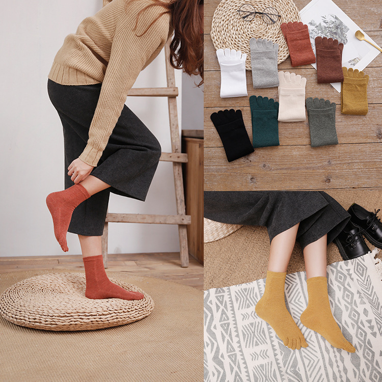Mid-Tube Five-Toe Socks for Women, Colorful Split-Toe Five-Finger Socks, Spring, Autumn, Winter, Cotton, High Warmth, Five-Toe, Sweat-Absorbent, Versatile, Isolation Mid-Tube Five-Toe Socks for Women, Colorful Split-Toe Five-Finger Socks, Spring, Autumn, Winter, Cotton, High Warmth, Five-Toe, Sweat-Absorbent, Versatile, Isolation