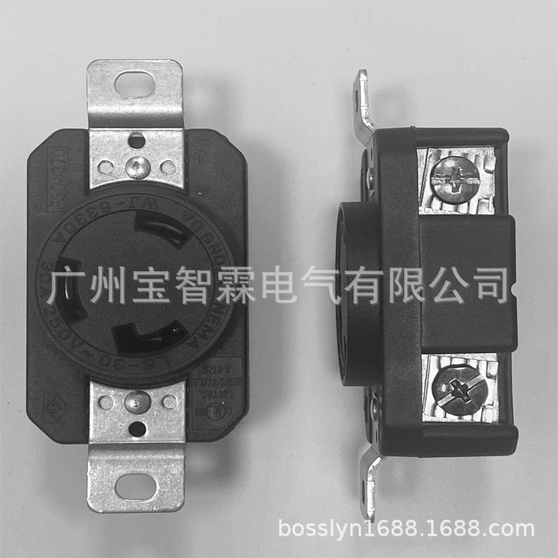 NEMA L6-30美式三孔防脱插座 30A250V美标工业插座 机柜固定插座