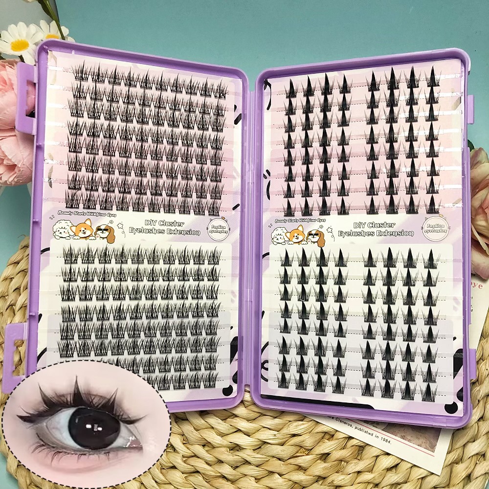 Serie de pestañas postizas transfronterizas Libro de pestañas de comercio exterior Pestañas postizas en inglés completas Pestañas postizas de gran capacidad, pelo segmentado de un solo racimo