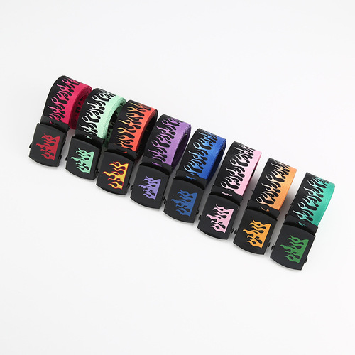 Harajuku fashion hip-hop Korean style trendy men's canvas belt personalized casual flame belt factory direct supply