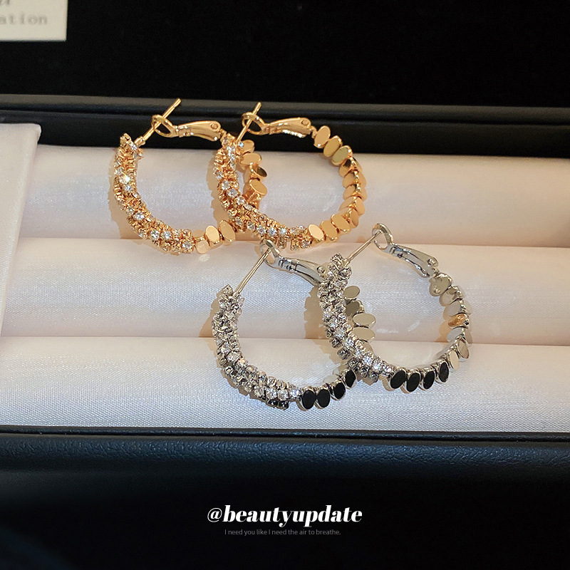 Aguja de plata circón roto círculo de plata pendientes geométricos nicho temperamento luz estilo de lujo pendientes personalidad simple pendientes del todo-fósforo para las mujeres