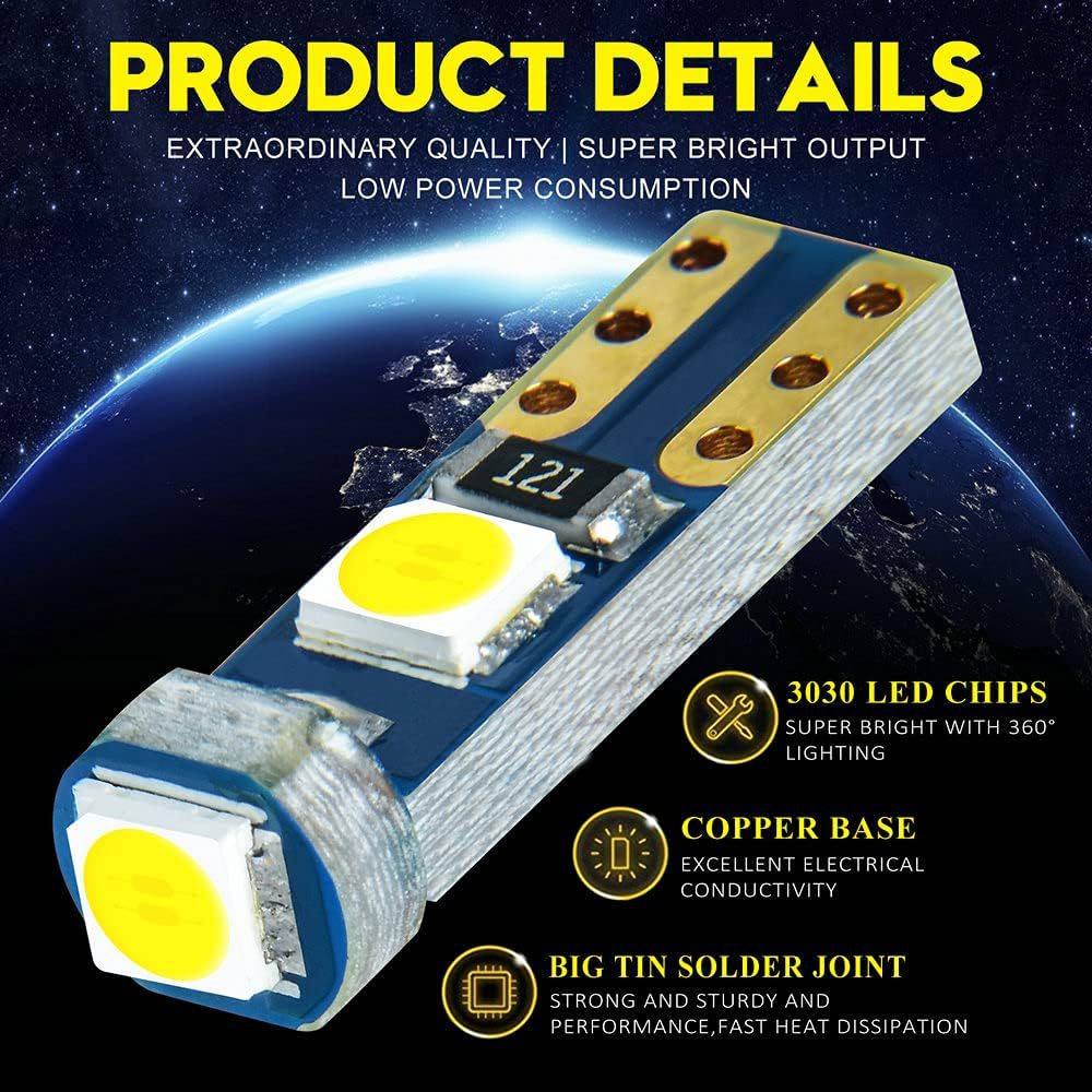Lámpara de instrumentos de automóviles LED T5 - 5050 - 3 lámpara W3W lámpara de indicador de automóviles T5 base de lámpara de instrumentos 10 paquetes
