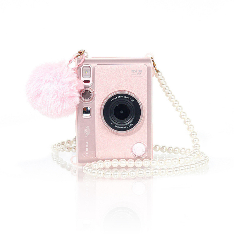 Polaroid Instax Mini Evo Pink Transparent Crystal Case Anti-Collision Pc Crystal Case Protective Cover with Strap