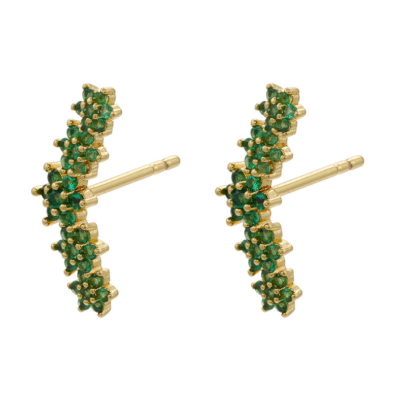 Women'S Gender Fashion Style Fashion Flower-shaped Colored Zircon Five-flower Copper Earrings Wholesale