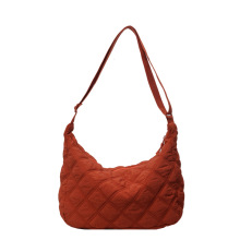 帆布羽绒包包女2022新款饺子包韩国菱格托特包百搭大容量斜挎包潮