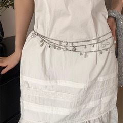 真珠のデザイン感ボヘミアン風金属ウエストチェーンの女性の高級感があります。