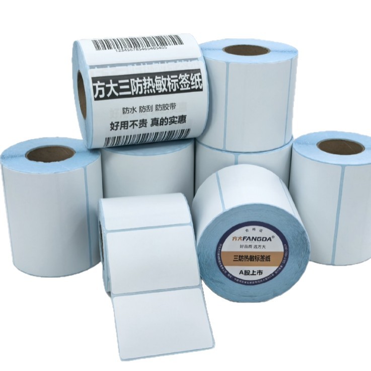 Fangda tres etiquetas térmicas adhesivas papel de impresión de código de barras 40 60 80 etiquetas de logística transfronteriza