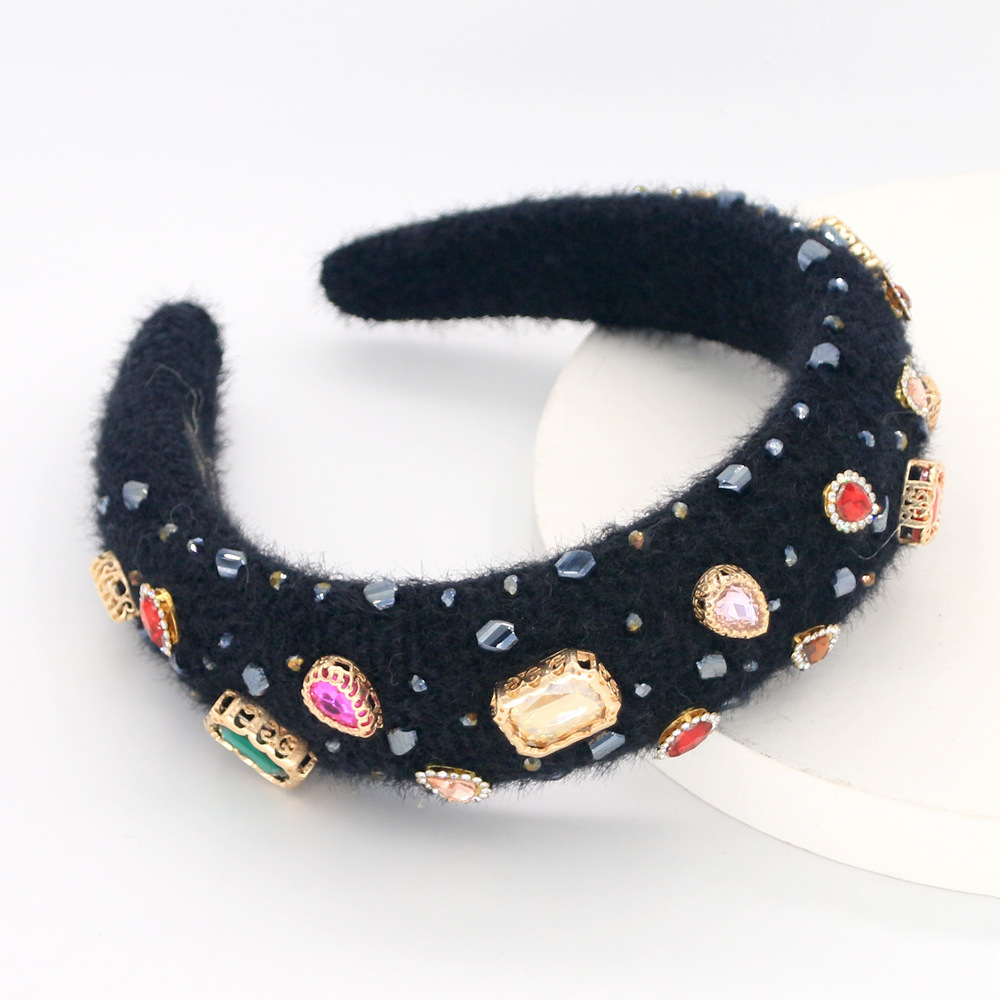 Baroque Wool Gemstone Glass Headband display picture 5