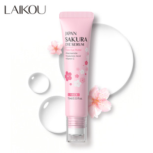 LAIKOU Cherry Blossom Eye Essence 15ml Ball Massage Eye Care Eye Cream Moisturizing and Hydrating Skin Care Products